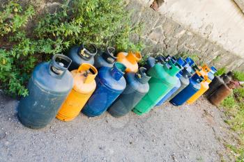 gas bottles on street