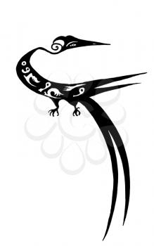 stylized picture of fairy bird with long tail