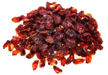 pile of red barberries spices isolated on white background