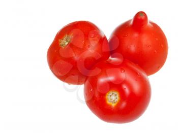 red fresh tomatoes isolated on white background