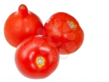 several red fresh tomatoes isolated on white background