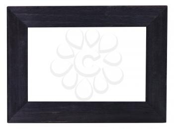 wide flat black picture frame with cutout canvas isolated on white background