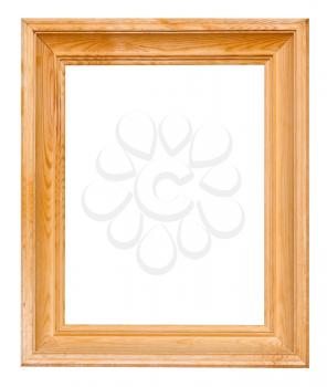 wide wooden vertical picture frame isolated on white background