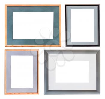 set of picture frame with mat with cutout canvas isolated on white background