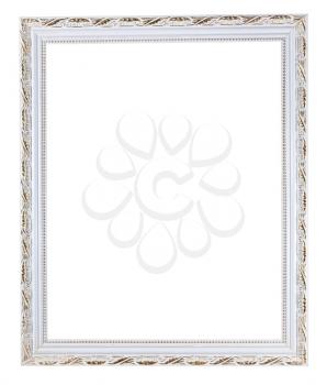 retro white carved picture frame with cutout canvas isolated on white background