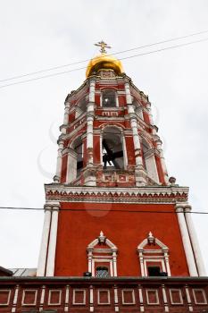 bell tower of orthodox St. Peter Monastery in Moscow, Russia
