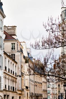Paris buildings in overcast spring day