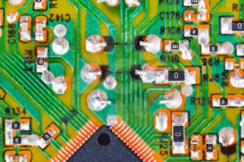 microprocessor circuit board background macro shot