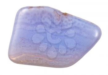 blue agate mineral pebble isolated on white background