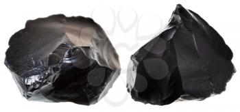 st of black obsidian stone isolated on white background