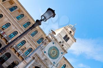 column with winged lion and clock tower of Palazzo del Capitanio in Padua, Italy