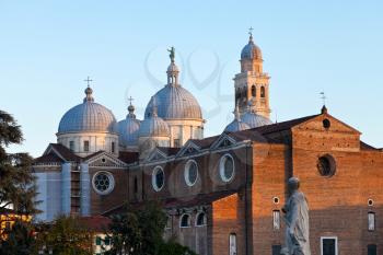 view of Basilica of S.Giustina in Padua from Prato della Valle, Italy