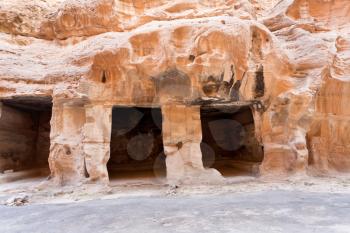 living ancient caverns  in Little Petra, Jordan