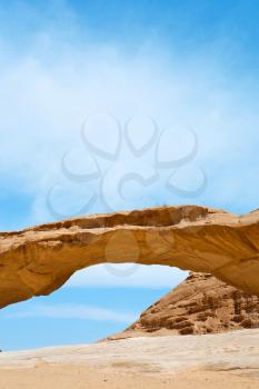 sandstone Bridge rock in Wadi Rum desert, Jordan