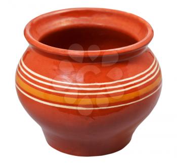 open ceramic pot isolated on white background