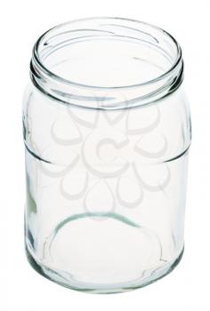 open victorian square glass jar isolated on white background
