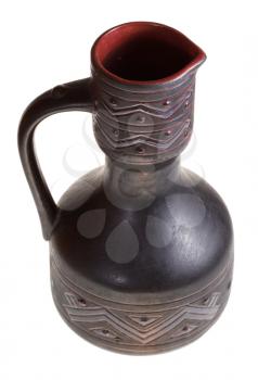georgian ceramic pottery black pitcher isolated on white background