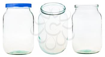 set of Gallon glass jar isolated on white background