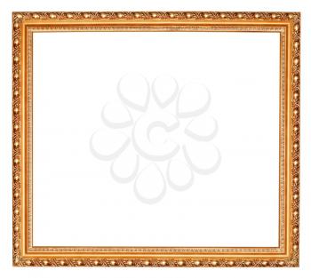 gilted baroque old wooden picture frame with cut out canvas isolated on white background