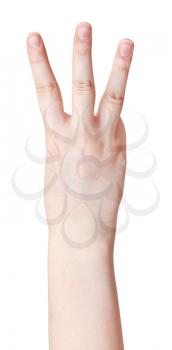 account three - hand gesture isolated on white background