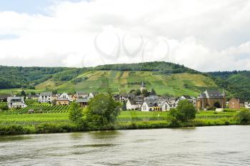 Ellenz Poltersdorf village on Moselle riverside, Germany