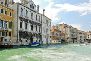 facades of buildings along venetian canal, Venice, Italy