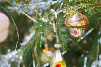 glass home christmas tree vintage decoration close up