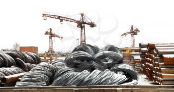 storage of reinforcing steel rolls on open yard