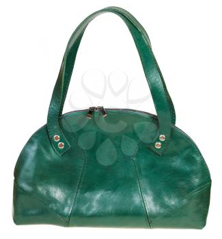 green leather ladies bag isolated on white background