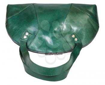 green leather handbag isolated on white background