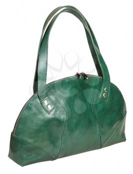 green leather woman's bag isolated on white background