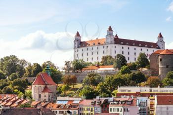 travel to Bratislava city - view of Bratislava castle from old town