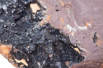 macro shooting of natural rock specimen - Goethite mineral on Limonite brown hematite close up