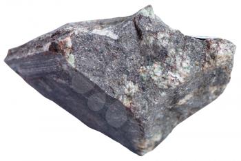 macro shooting of Igneous rock specimens - porphyry Basalt (basalt porphyrite) stone isolated on white background