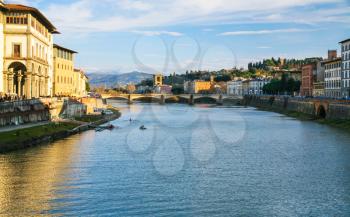 travel to Italy - view of River Arno and bridge Ponte alle Grazie in Florence city