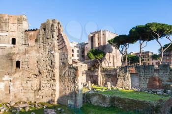 travel to Italy - Forum of Nerva and Torre dei Conti on ancient roman forums in Rome city