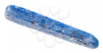 macro shooting of geological collection mineral - tumbled kyanite crystal isolated on white background