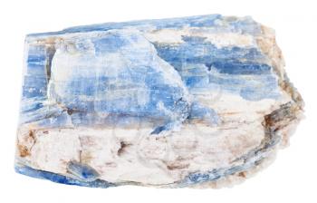 macro shooting of geological collection mineral - natural kyanite stone isolated on white background