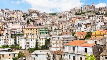 travel to Italy - panorama of Castiglione di Sicilia town in mountain of Sicily