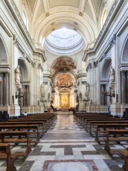 PALERMO, ITALY - JUNE 24, 2011: nave of Palermo Cathedral. It is the cathedral church of Roman Catholic Archdiocese of Palermo dedicated to the Assumption of the Virgin Mary