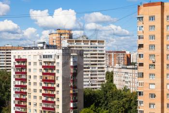 residential buildings in Moscow city in Koptevo district in sunny summer day