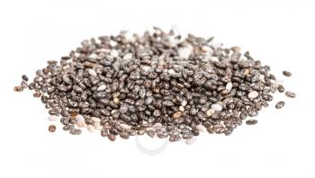 pile of Chia seeds on white background close up