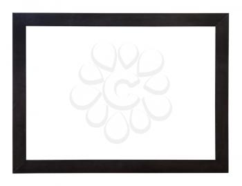 modern wide flat black painted wooden picture frame with cut out canvas isolated on white background