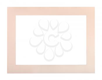 wide flat pale colored passe-partout for picture frame with cut out canvas isolated on white background