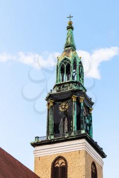 travel to Germany - steeple of St. Mary's Church (Marienkirche) in Berlin city in september