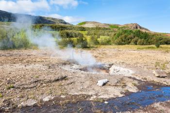 travel to Iceland - Little Geyser (Litli-Geysir) in Haukadalur hot spring area in autumn