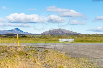 travel to Iceland - landscape with Laugarvatnsvegur road near Efsti-Dalur village in Iceland in autumn
