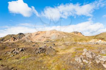 travel to Iceland - mountain scenic in Landmannalaugar area of Fjallabak Nature Reserve in Highlands region of Iceland in september