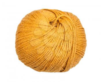 skein of yellow yarn isolated on white background