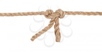 another side of grass knot joining two ropes isolated on white background